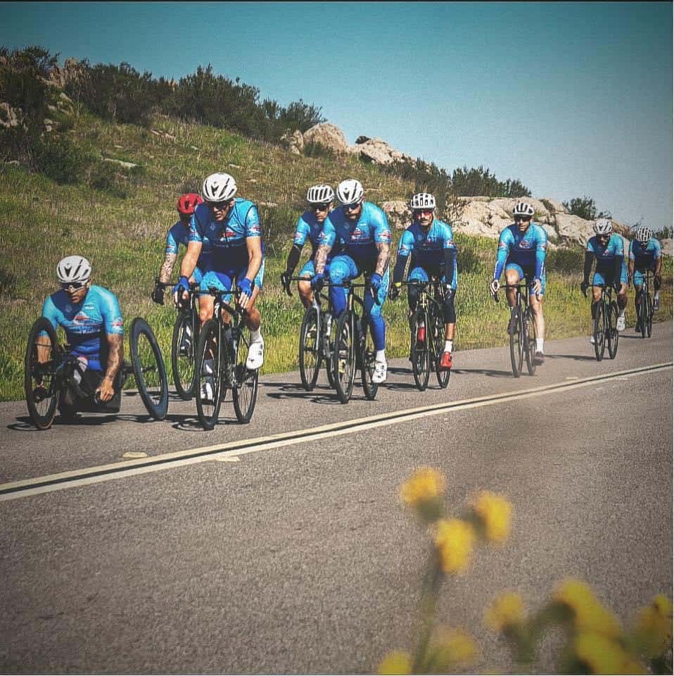 iSpeed cyclists in a group riding on a street in Temecula, California